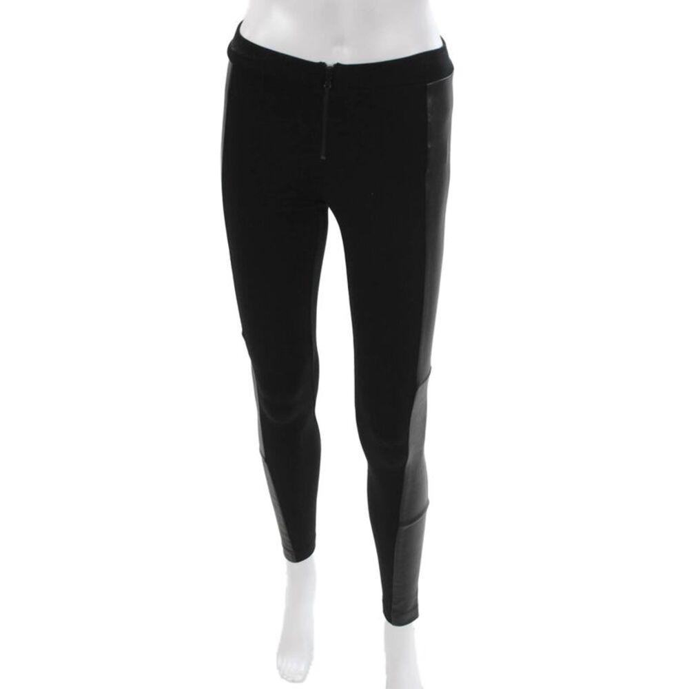 Alice + Olivia Women Ankle Leather Leggings Black Size 2